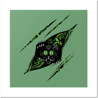 Peekaboo green cat Posters and Art